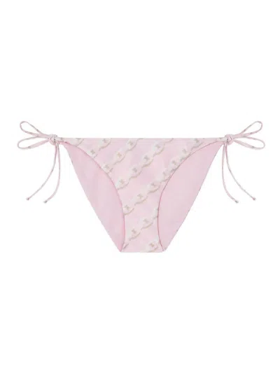 Versace Pink Silk Bikini Briefs With Graphic Print