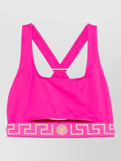 Versace Bikini Top Greca Border Cut Out Design In Pink