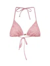 Versace Barocco Print Lycra Triangle Bikini Top In Pink