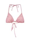 Versace Barocco Print Lycra Triangle Bikini Top In Rosa