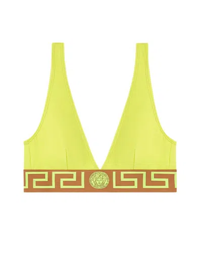 Versace Fluoro Bikini Top In Giallo