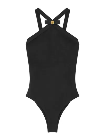 Versace Black One-piece Swimsuit With Medusa Head Detail In Tech Fabric Woman