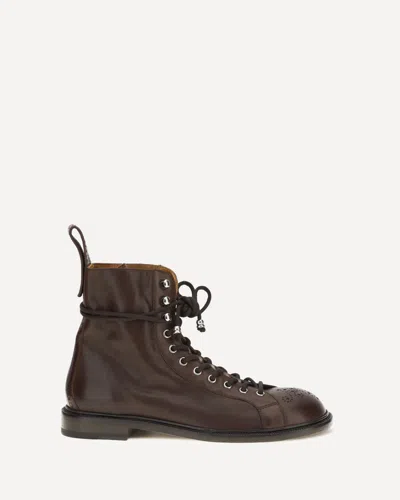 Versace Billy Leather Ankle Boots In Burgundy