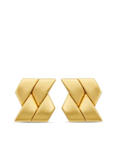 Versace Bind Greca Earrings In Yellow
