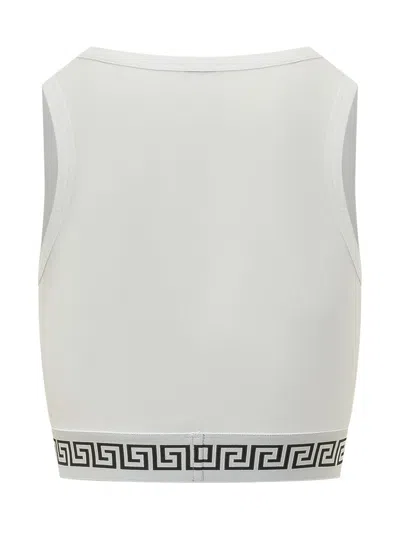 Versace Bio Cotton Logo T-shirt Top In White/black