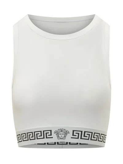 Versace Bio Cotton Logo T-shirt Top In White