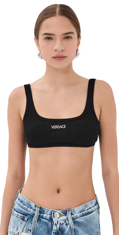 Versace Bio Cotton Rib Bra Black