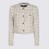 Versace Long Sleeves Tweed Blazer With Front Pockets In Neutrals