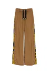 Versace Barocco Cotton Wide-leg Trousers In Camel