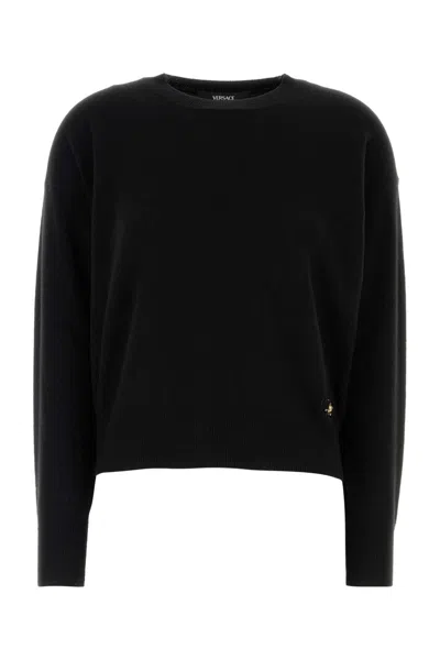Versace Medusa 95 Cashmere-blend Boxy Sweater In Black