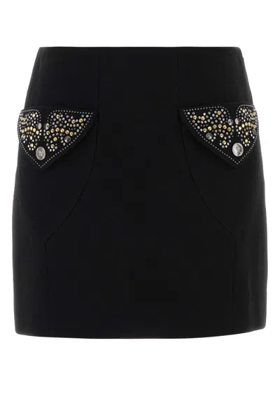 VERSACE VERSACE BLACK WOOL MINI SKIRT