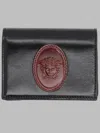 Versace Compact Leather Wallet In Black
