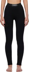 Versace Logo Print Slim Fit Ankle Length Leggings In 1b000-black