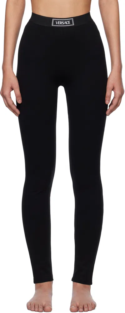VERSACE BLACK 90S VINTAGE LOGO LEGGINGS
