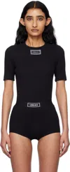 Versace Black 90s Vintage Logo Ribbed T-shirt In 1b000-black