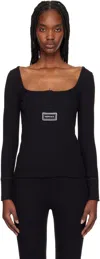 Versace Black 90s Vintage Logo Ribbed T-shirt In 1b000-black