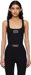 Versace Black 90s Vintage Logo Ribbed Tank Top In 1b000-black