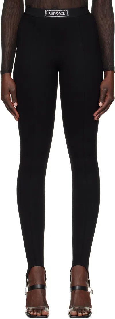 Versace Black 90s Vintage Logo Stirrup Leggings In 1b000-black