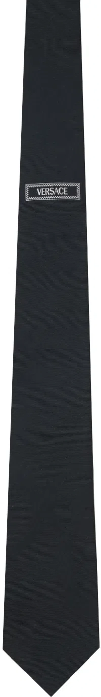Versace Black 90s Vintage Logo Tie In 2b020-black+white