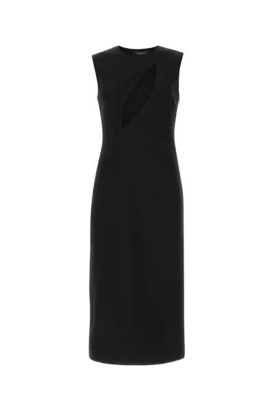Versace Cut-out Black Midi Dress With Side Split