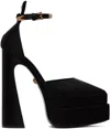 VERSACE BLACK AEVITAS POINTY PLATFORM HEELS