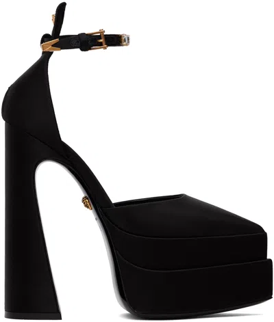 Versace Black Aevitas Pointy Platform Heels In 1b00v Black-