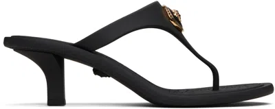 Versace Black Alia Rubber Thong 55 Heeled Sandals