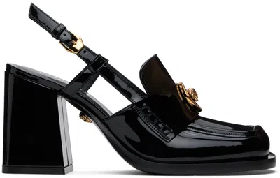 Versace Black Alia Slingback Pumps In 1b00v-black-gold