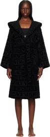 Versace Black Allover Bathrobe In Z4800-black