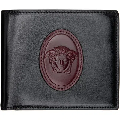 Versace Black & Brown Roomy Leather Bifold Wallet