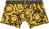 Versace Baroque Print Silk Loungewear Shorts In Yellow