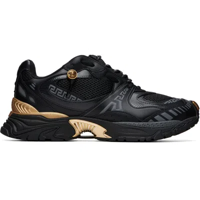 Versace Black & Gold Icaro Leather Sneakers In 6bl5j-black+gold+ant