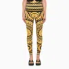 VERSACE VERSACE BLACK AND GOLD LEGGINGS WITH BAROQUE PRINT
