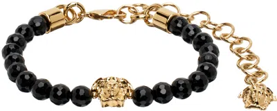 Versace Black & Gold Medusa Bracelet In 4j120-v Gold-black