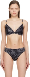 Versace Black & Gray Barocco Bra In 5bc10-black