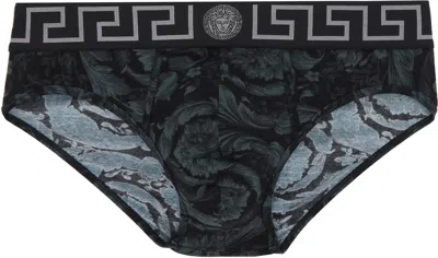 VERSACE BLACK & GRAY BAROCCO BRIEFS