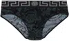 Versace Barocco Cotton Blend Briefs In 5b050-black+grey
