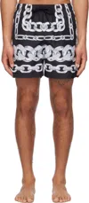 Versace Men Medusa Chains Silk Shorts In Black