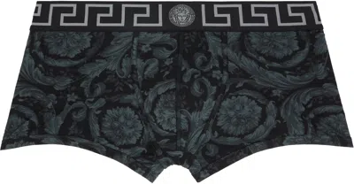 Versace Black & Gray Printed Jacquard Cotton-jersey Boxer Briefs