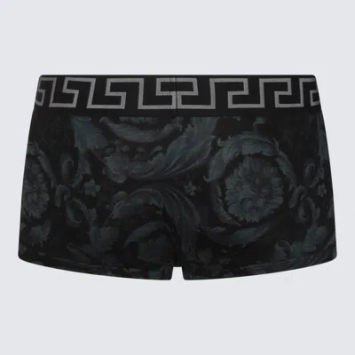 VERSACE BLACK AND GREY COTTON BOXER