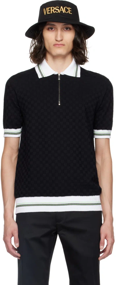 Versace Black & White Contrasto Polo In 1b000-black