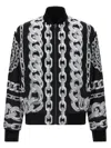Versace Reversible Padded Printed Shell Bomber Jacket In Blackwhite