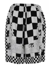 Versace Black And White Shorts With Baroque Print In Techno Fabric Man In Multi