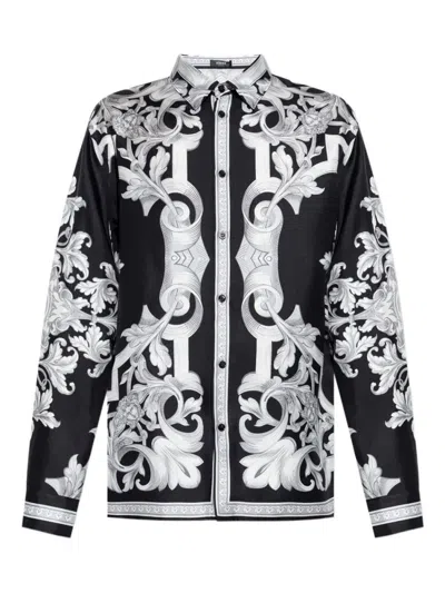 Versace Black And White Signature Print Shirt