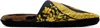 Versace Black & Yellow 'i Heart Baroque' Slippers In 5n440-chestnut+gold
