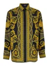 VERSACE BLACK AND YELLOW SHIRT WITH BAROCCO PRINT IN SILK MAN