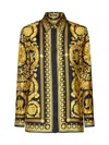 Versace Black And Yellow Shirt With Barocco Print