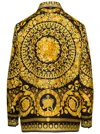 VERSACE BLACK AND YELLOW SHIRT WITH BAROCCO PRINT IN SILK WOMAN