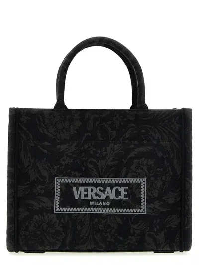 Versace Black Athena Small Shopping Bag In White