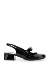 Versace Black Ballerina Shoes With Heel And Medusa Detail On The Front In Shiny Leather Woman In Black